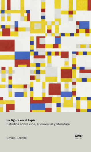 Composición abstracta con patrones geométricos en colores rojo, amarillo y azul sobre fondo blanco acompañada de texto en español sobre estudios de cine, audiovisual y literatura.

Description generated by AI